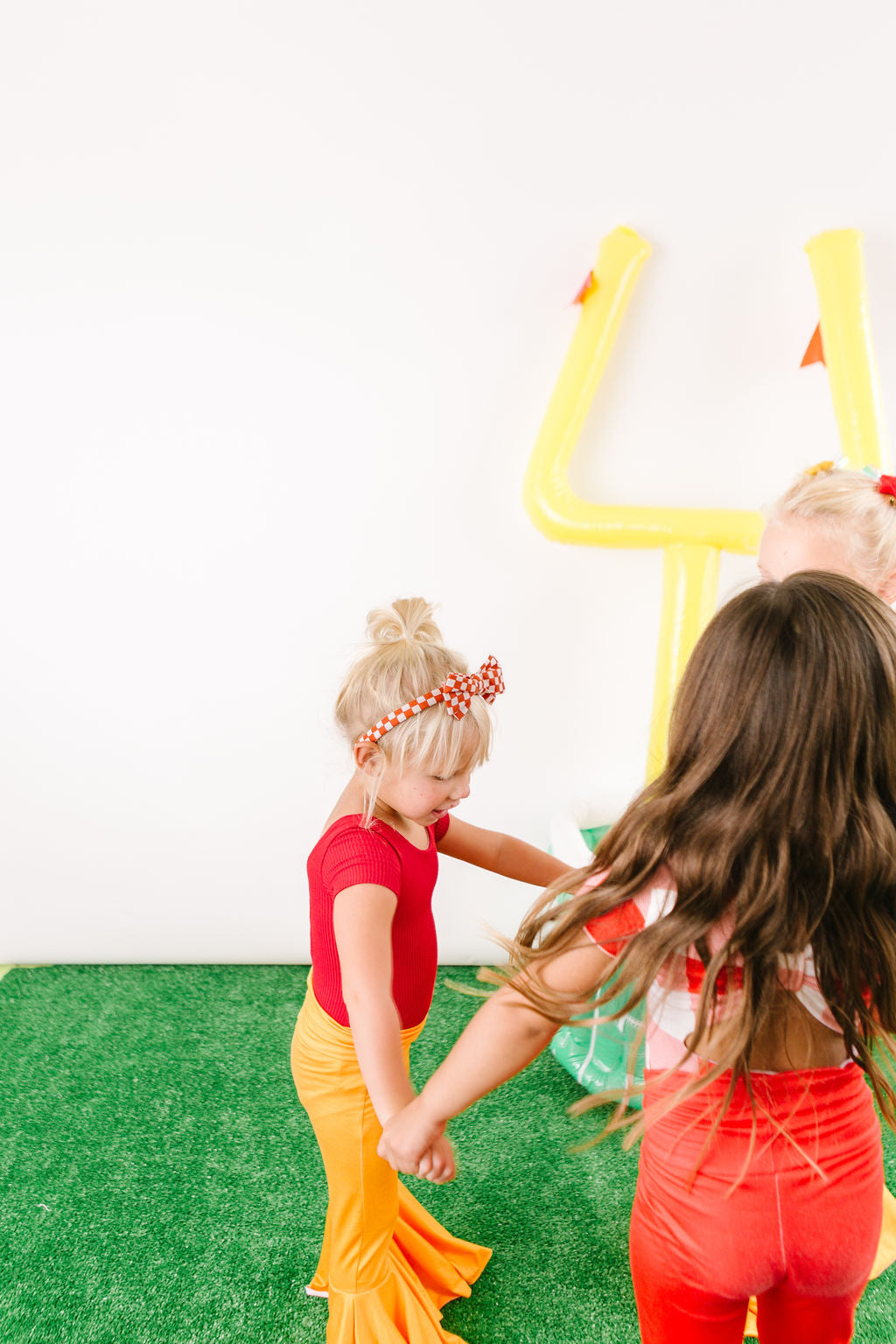 Red Checkered Bow Headband for  Girls