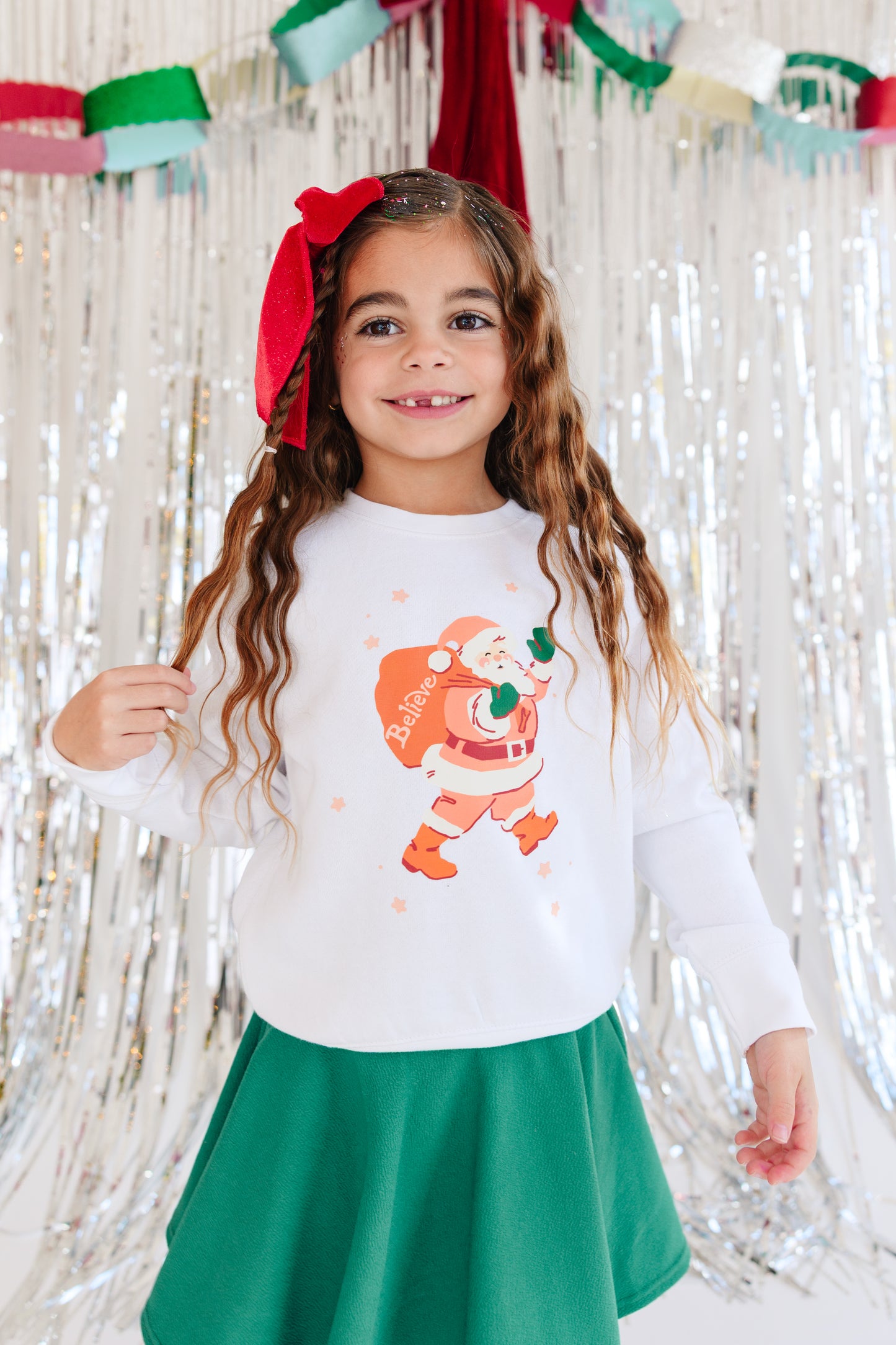 Oversized Red Glitter Velvet Bow