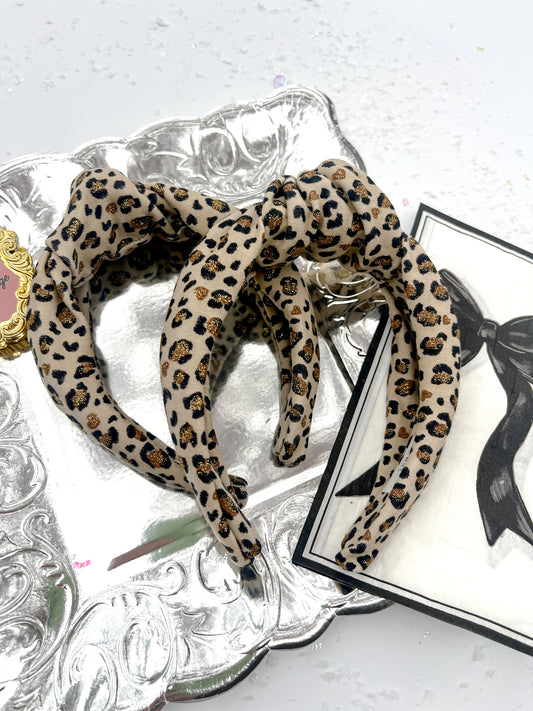 Leopard Glitter Knotted Headband for Girls & Women