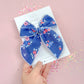 Oversized Navy Floral Bow