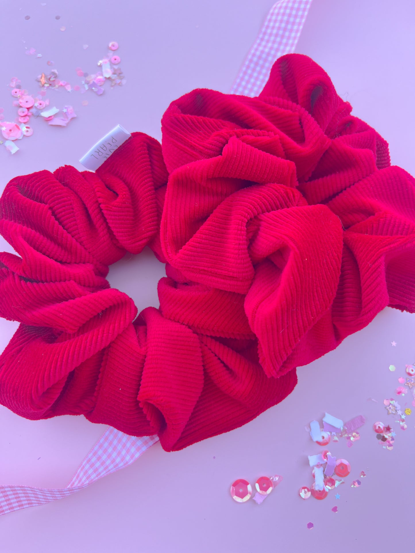 Red Ribbed Soft Oversized Scrunchy for girls and women