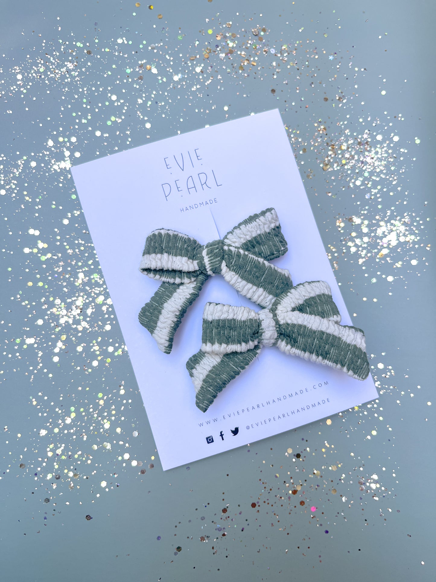 Green Stripe Small Pinwheel Pigtails