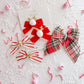 Red Reindeer White Nose Velvet Small Bow Pigtail Set