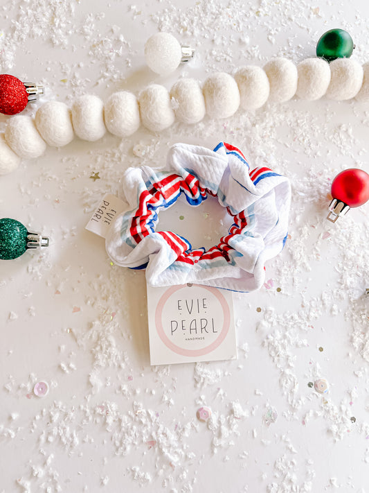 Red White Blue Stripes Girls Scrunchy