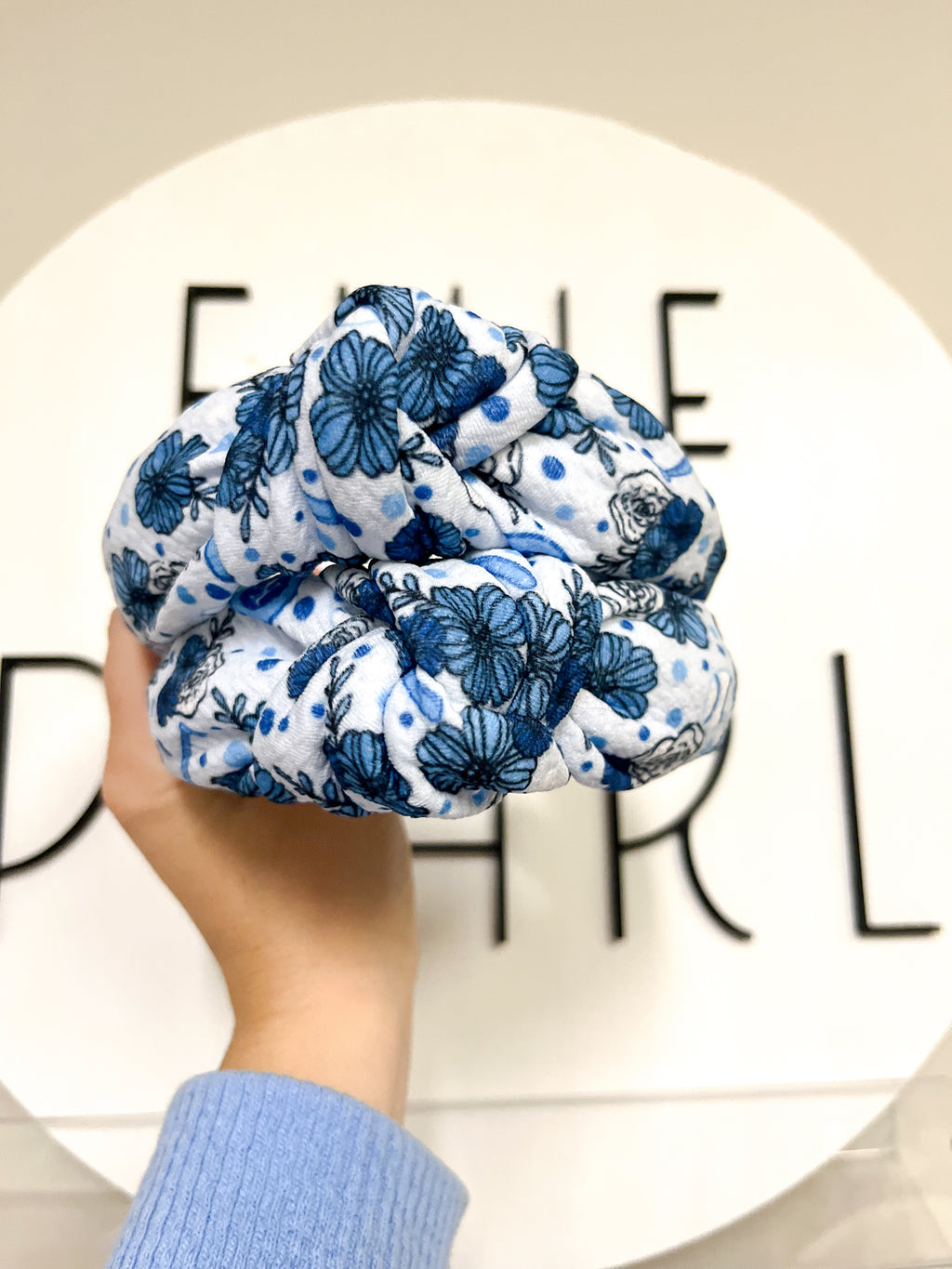 Blue Floral KC Knotted Headband