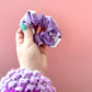 Girls Purple White Scrunchie