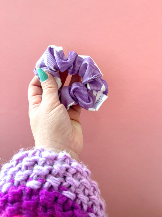 Girls Purple White Scrunchie