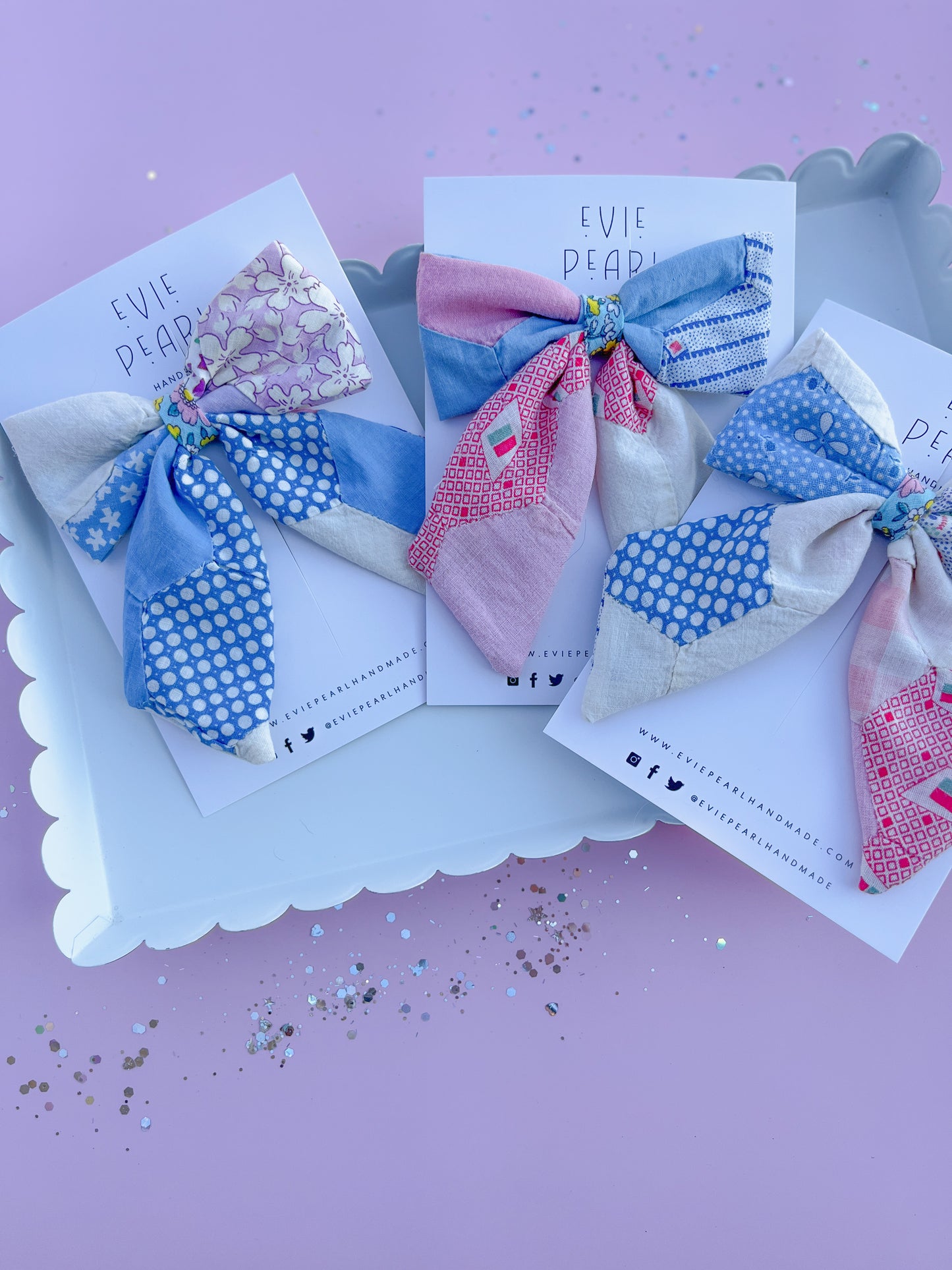 Heirloom Patchwork Quilted Medium Sailor Bow for Girls & Women