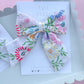 Hand Embroidered Floral Medium Sailor Hair Bow-READ DESCRIPTION
