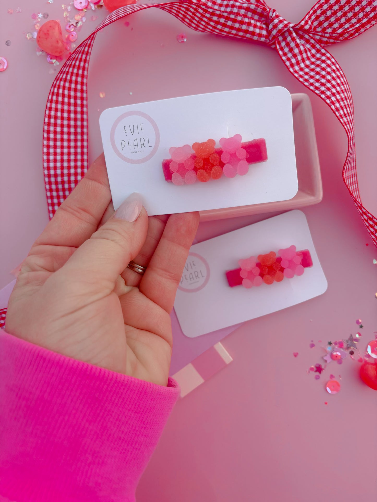 Pink & Red Gummy Bear Clip