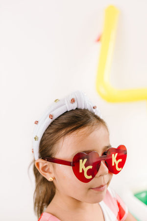Preorder: 1-2 week turnaround time White Gold Star & Football Beaded Knotted Headband for Girls & Women