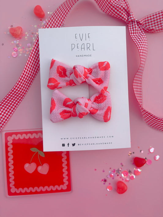 Lips Pink Knot Bow Pigtails