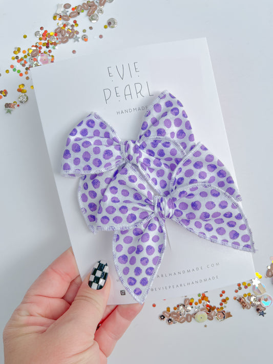 Purple Dot Small Pigtail Bows