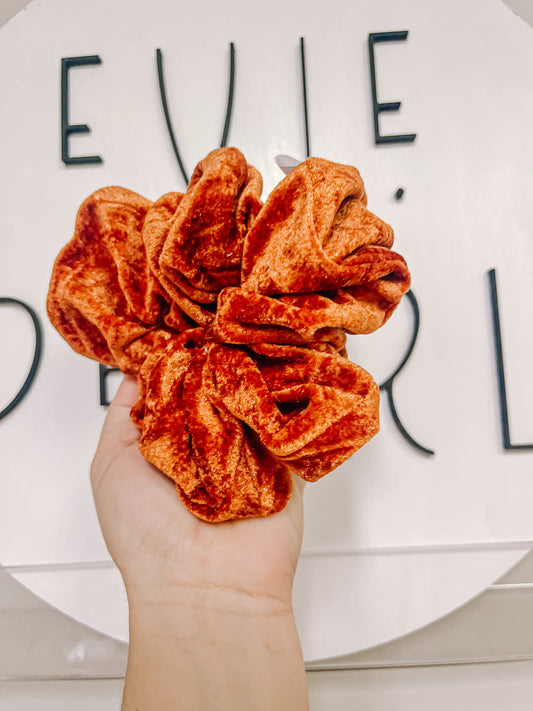 Pumpkin Spice Crushed Velvet Oversized Scrunchy