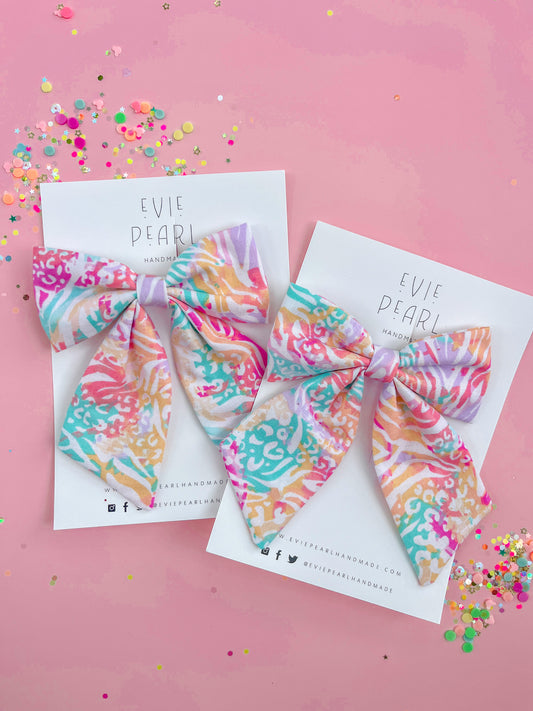 Rainbow Lisa Frank Inspired Medium Sailor Bow