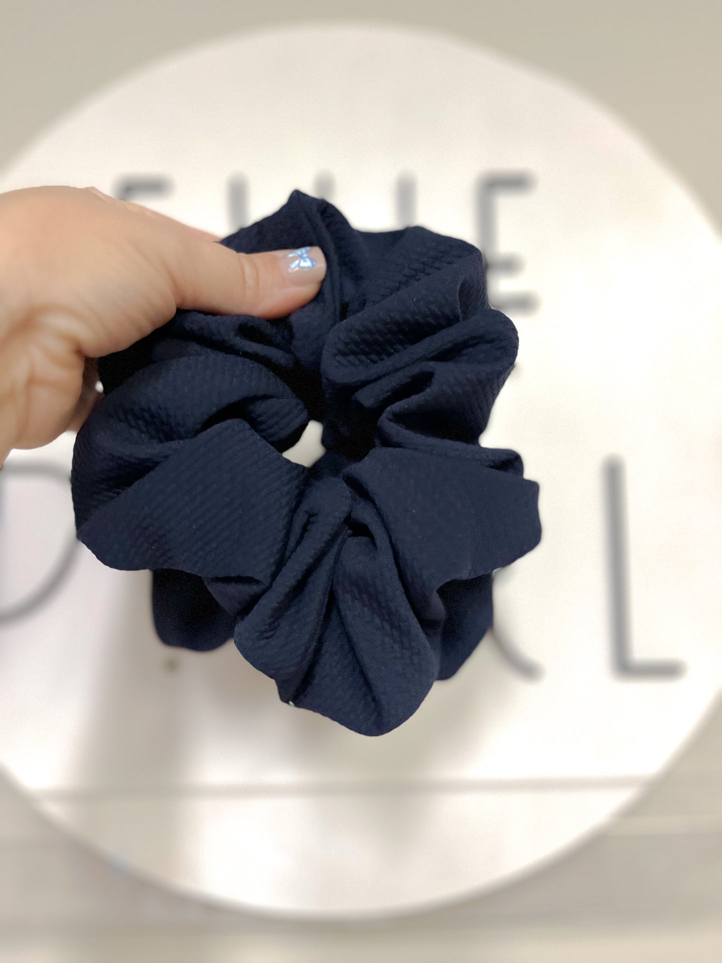 Solid Navy Bullet Oversized Scrunchy