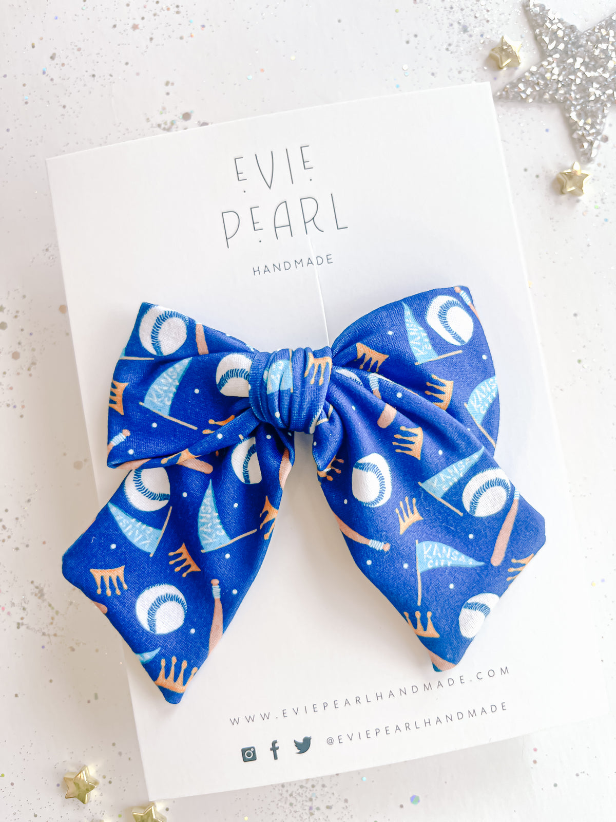 Baseball Pinwheels Large Blue Kansas City Baseball Pinwheel Bow – Evie Pearl Handmade