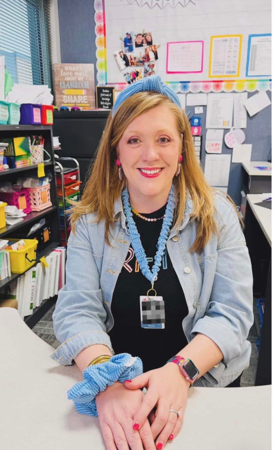 Azul Blue Ribbed Teacher Gift Set- Lanyard| Knotted Headband| Scrunchie