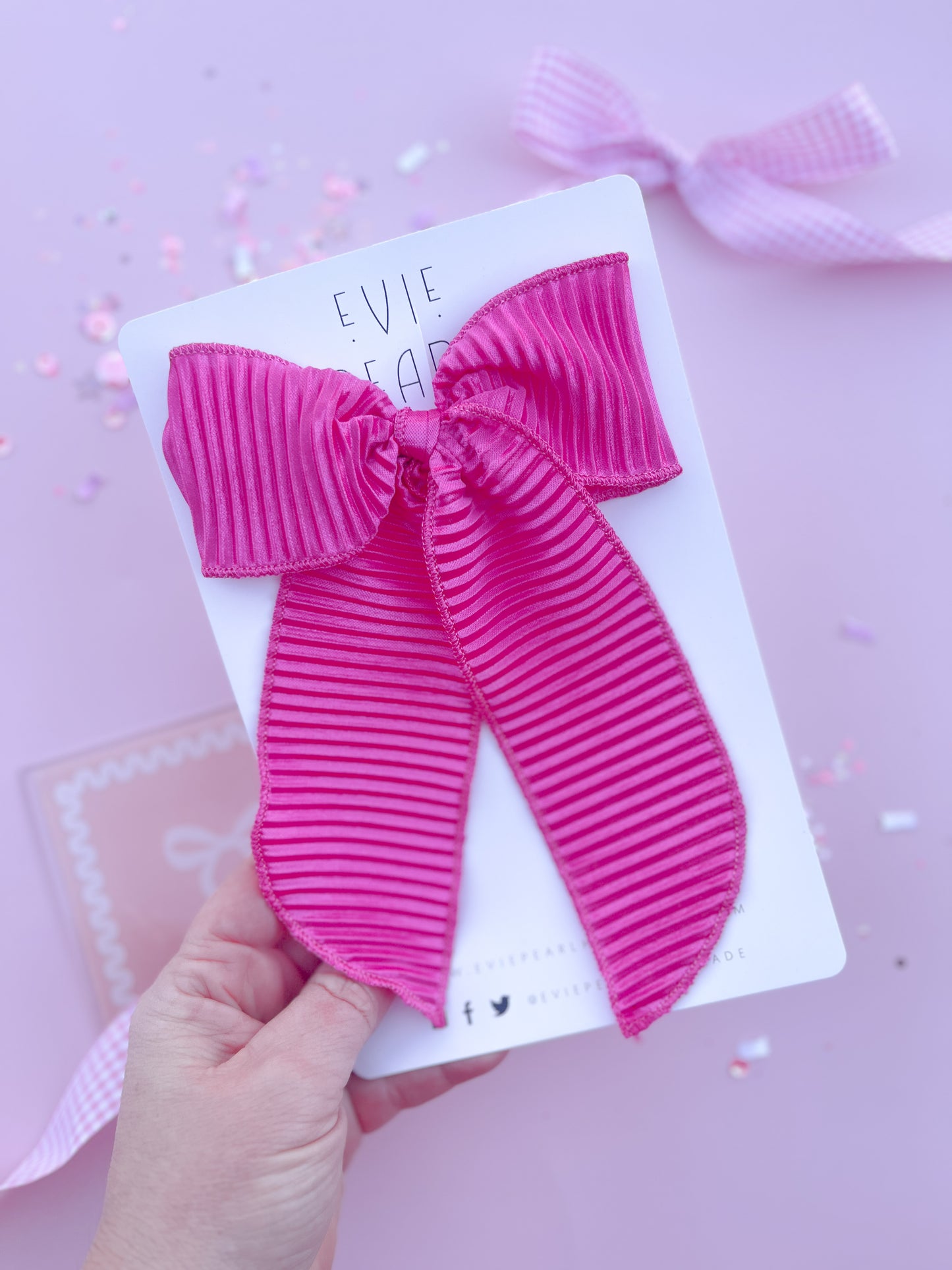 Hot Pink Crinkle Silk Oversized Bow