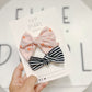 Pink| Orange Star Medium Pinwheel Bow with B&W striped knot bow set