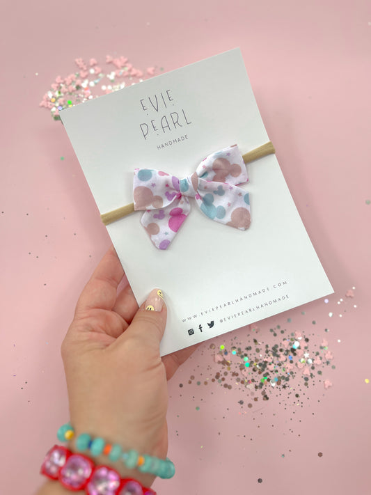 Pastel Mouse Small Pinwheel on Nylon Headband