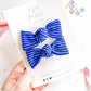 Blue Ribbed Knot Bow Pigtail Set