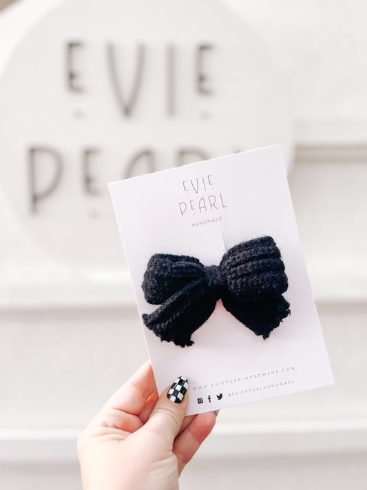 Black Knit Hair Bow