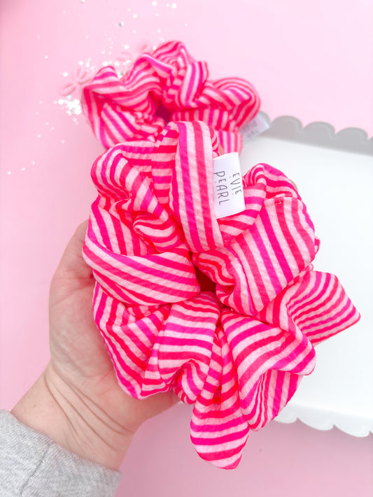 Pretty In Pink Stripe Scrunchy