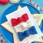 Red, White & Blue Ribbed Bow Set