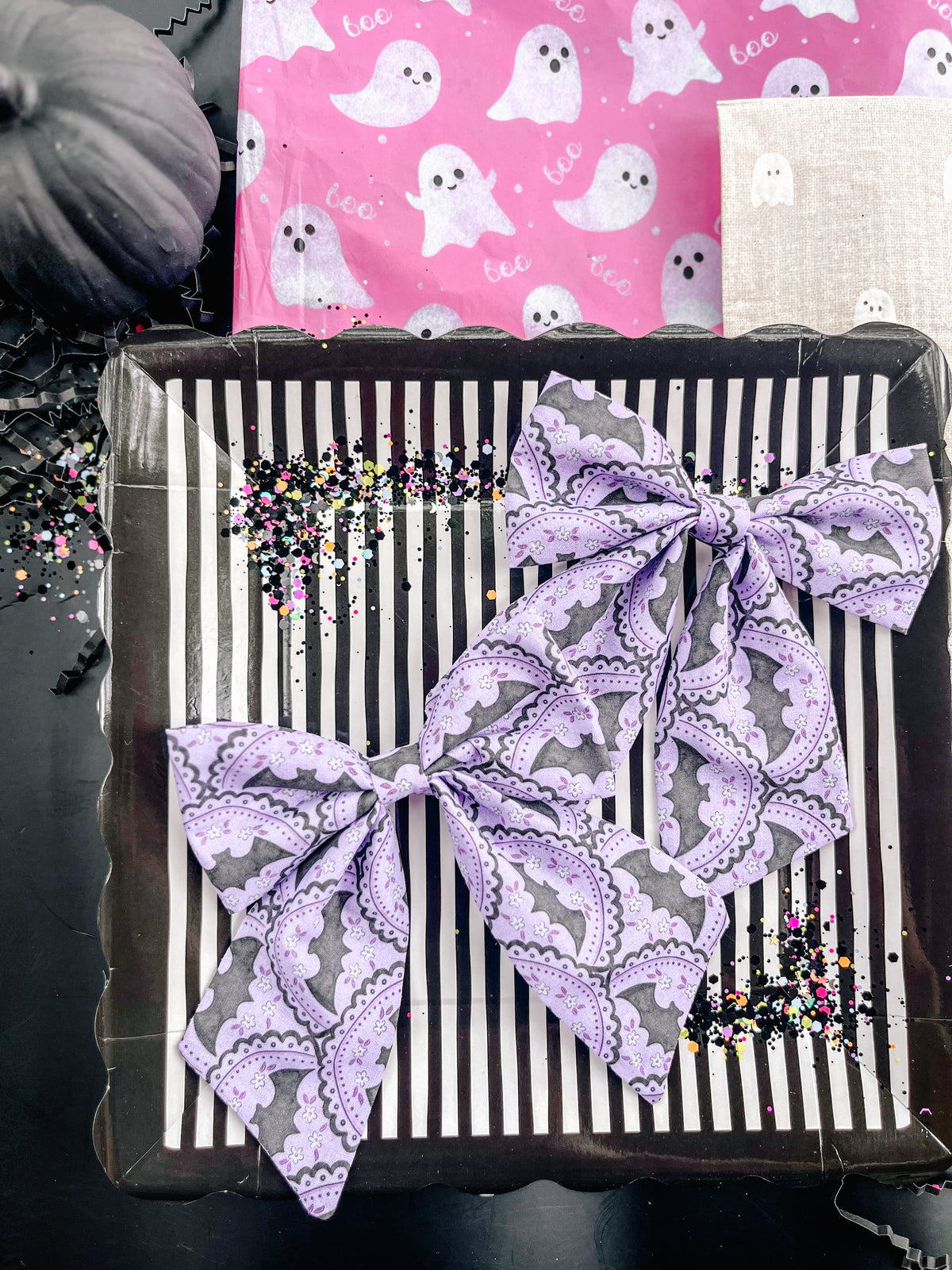 Bats Purple Medium Sailor Hair Bow