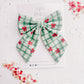 Green Plaid Red Bows Medium Sailor Bow