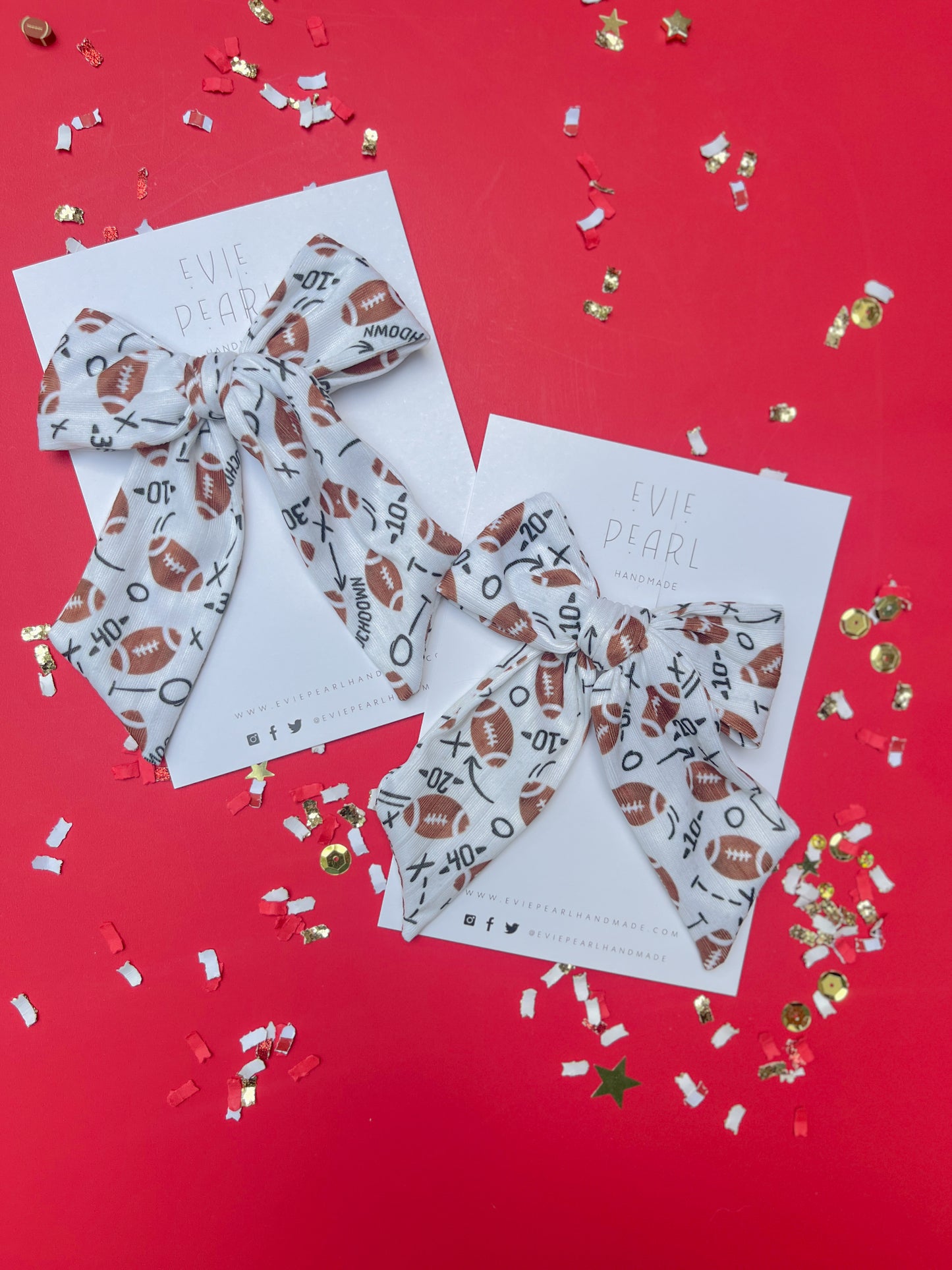 White Football Touchdown XL Pinwheel Bow
