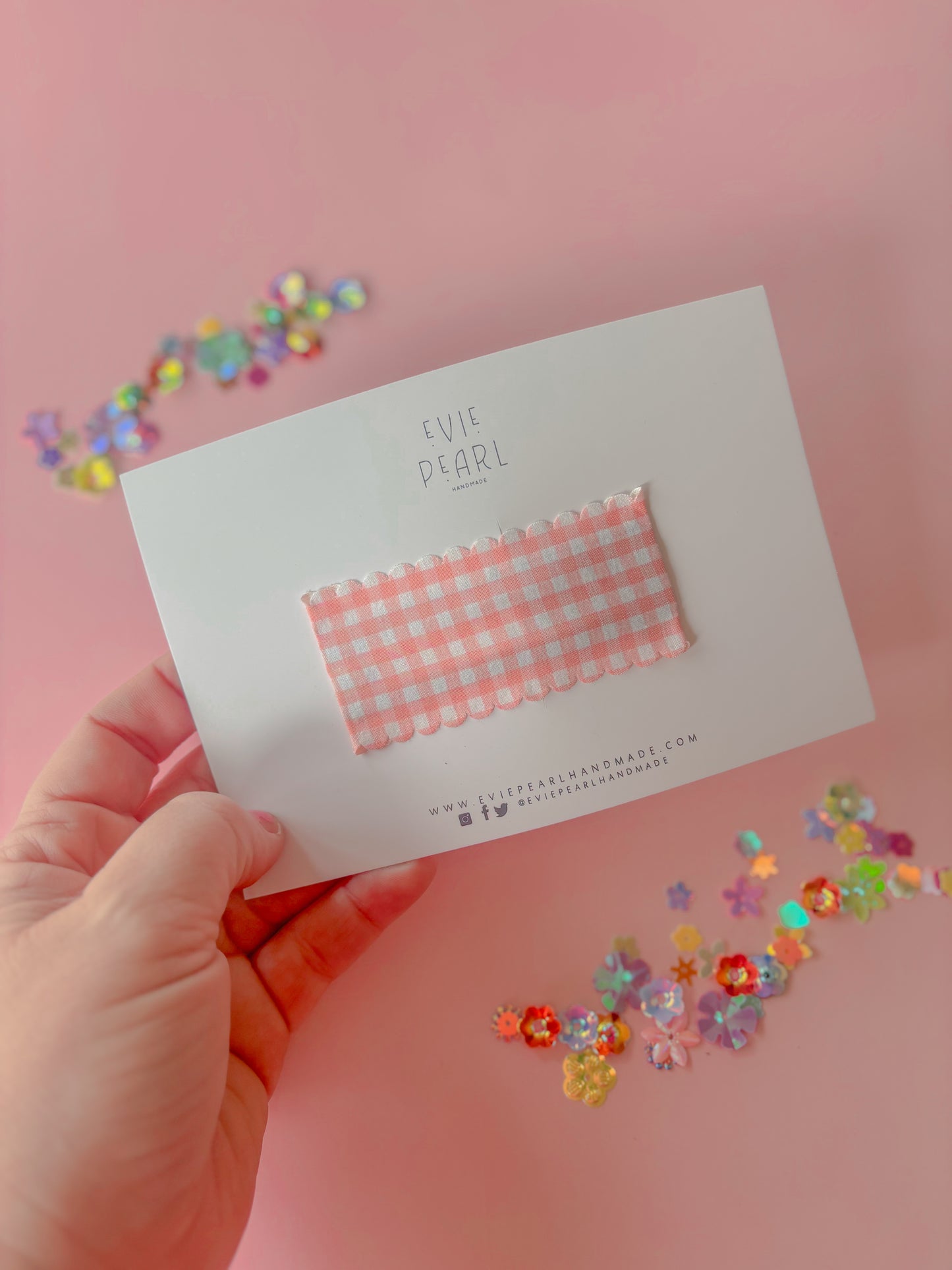 Pink Gingham XL Snap Clip