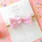 Pink Ribbed Knot Bow on Nylon Headband