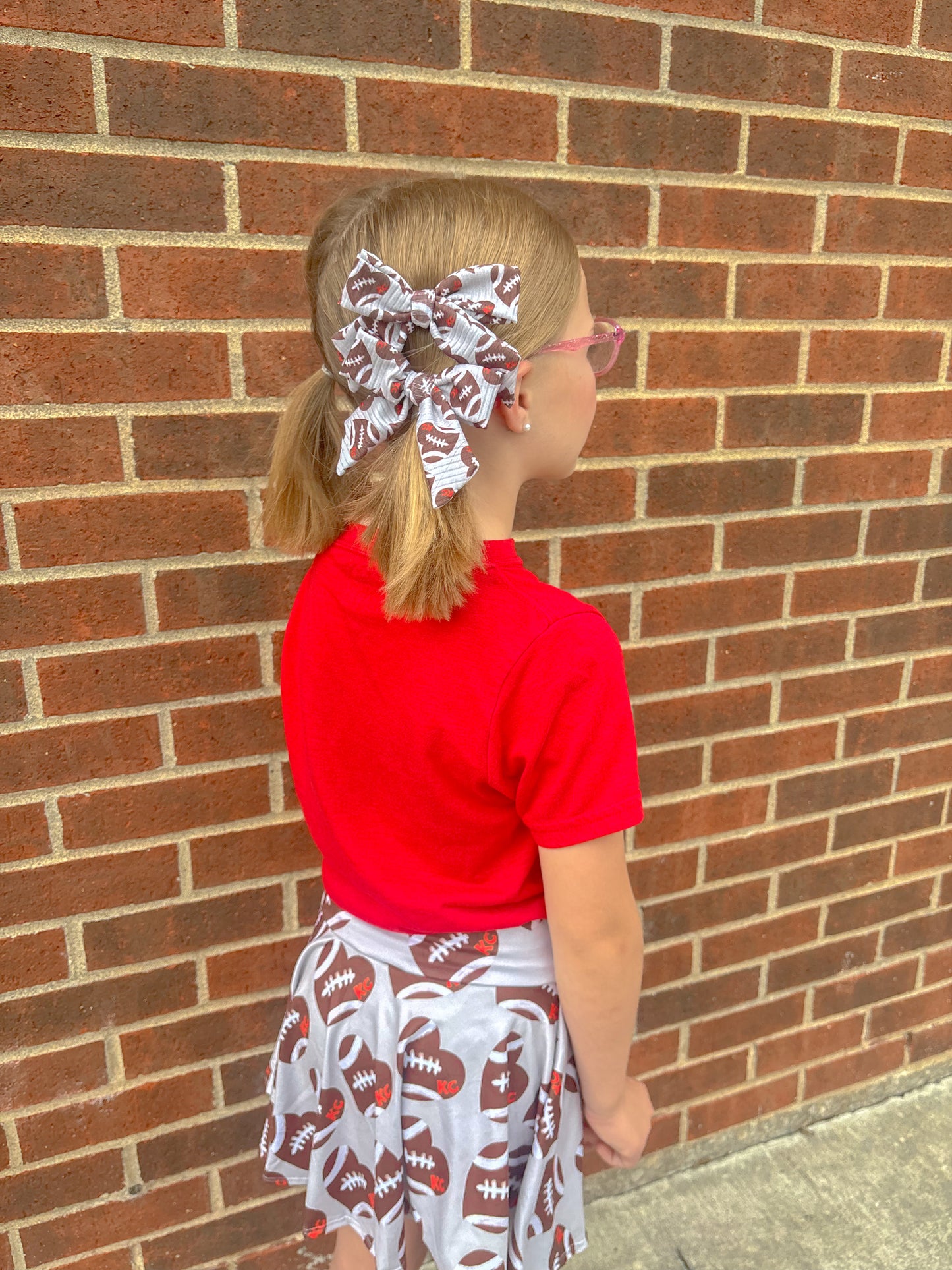 Football Hearts KC Medium Pigtails