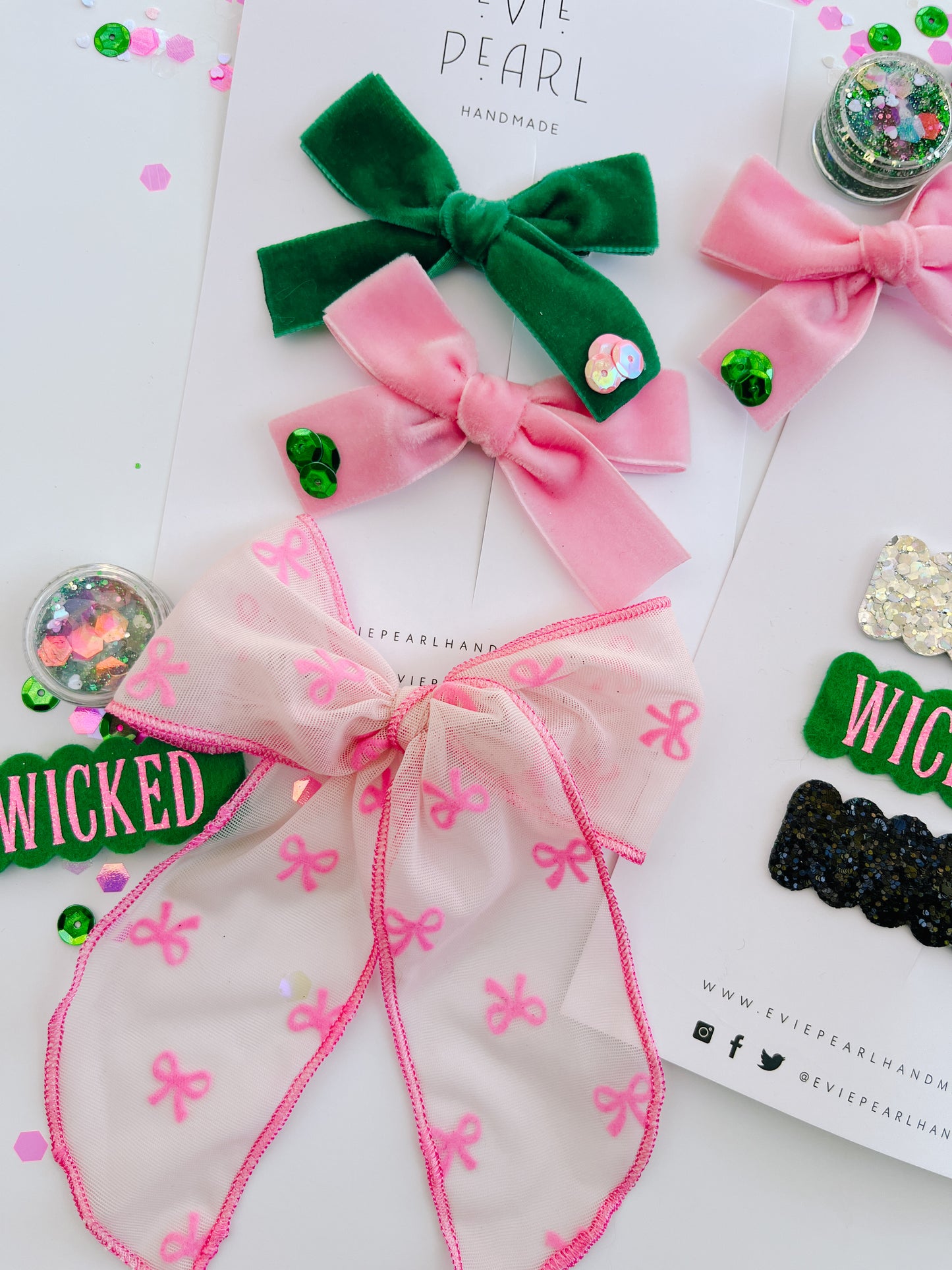 Pink Flocked Coquette oversized lace bow