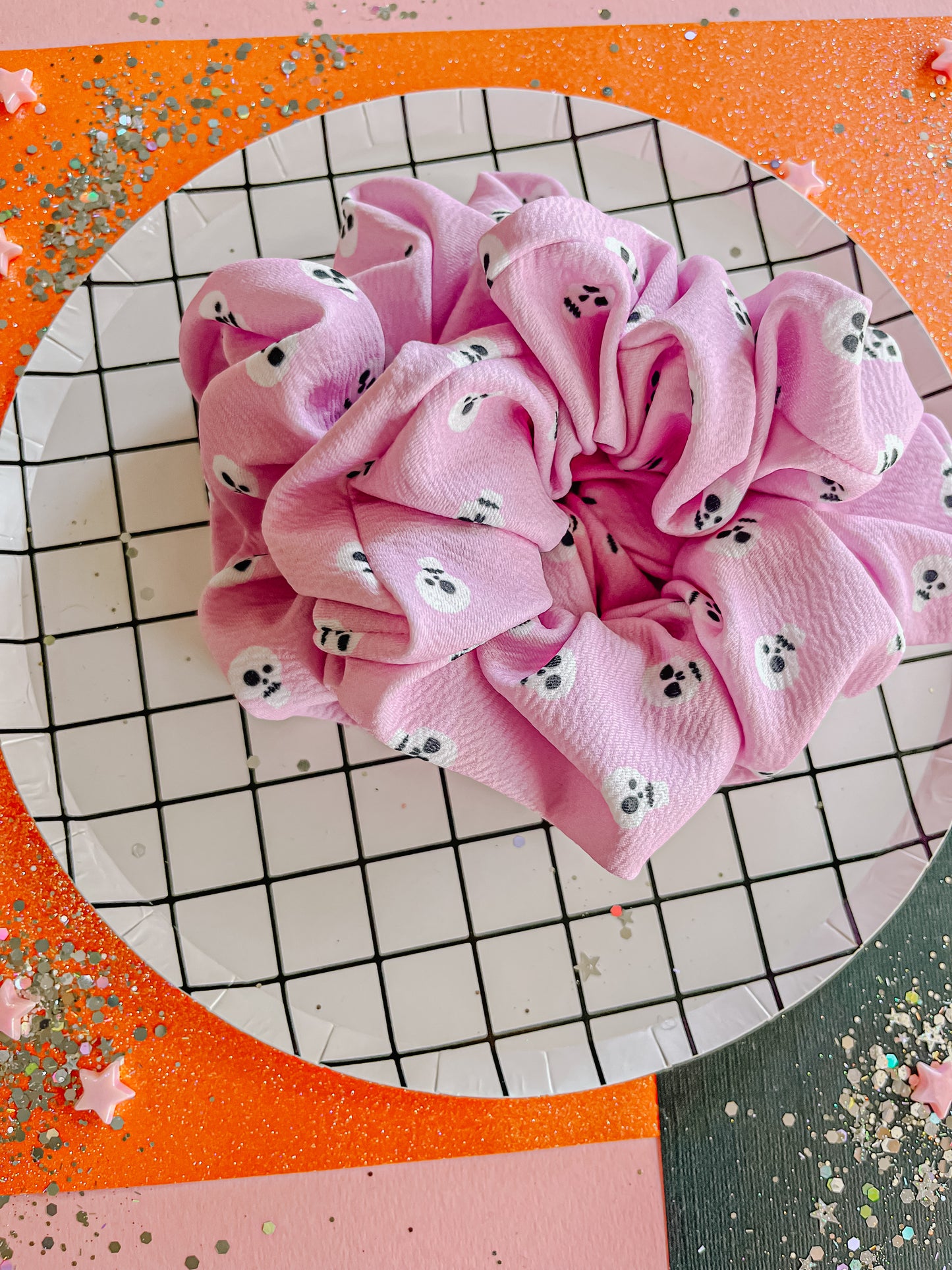 Pink|Skulls Oversized Scrunchie