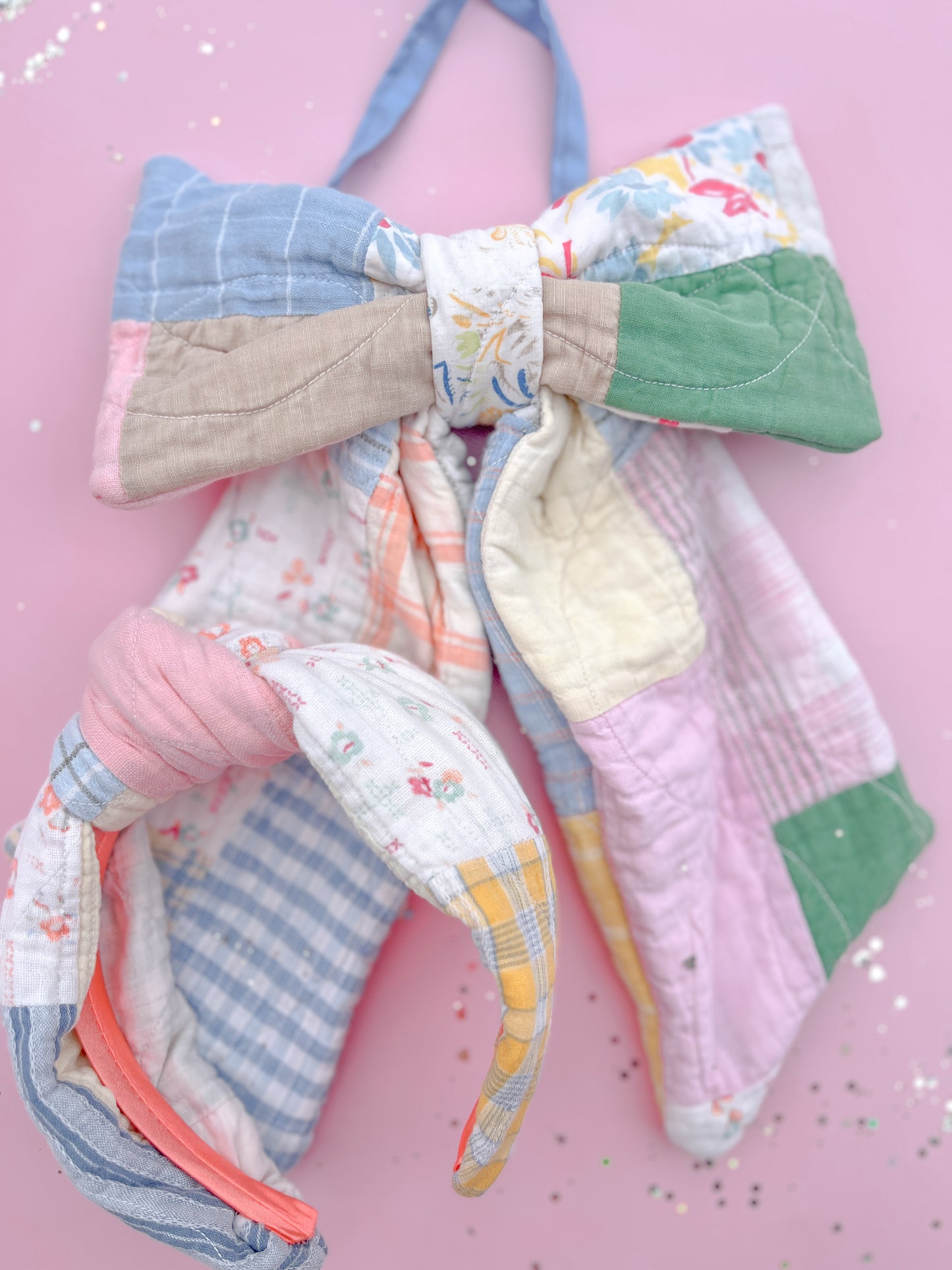 Spring Heirloom Quilted XL Easter Basket Tag Bow