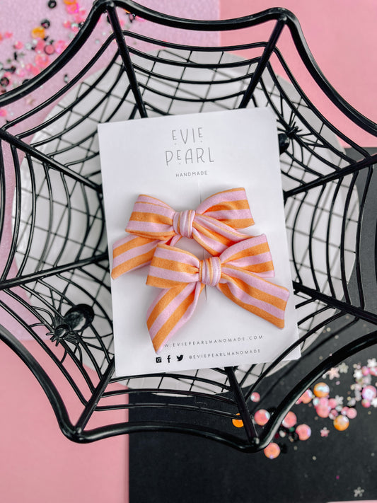 Peach Pink Stripe Pinwheel Pigtails