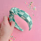 Green Checkered Knotted Headband