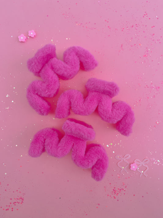Hot Pink Fuzzy Large Claw Clip