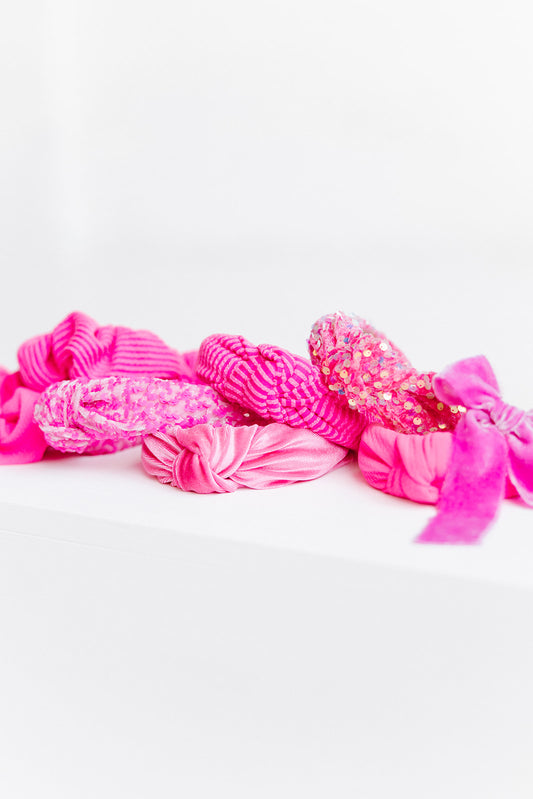 Hot Pink Ribbed Knotted Headband for Girls & Women
