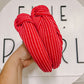 Red Ribbed Knotted Headband