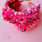 Hot Pink Iridescent Sequin Knotted Headband for Girls & Women