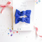 Blue Ribbed Knot Bow Pigtail Set