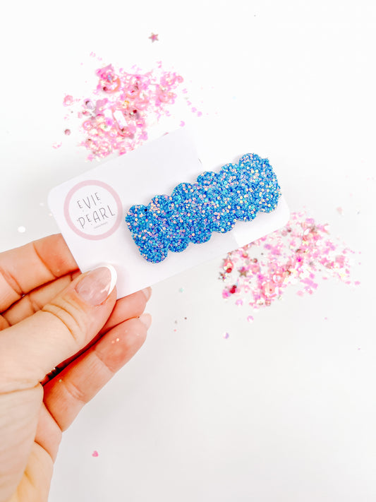 Blue Glitter Single Snap Clip