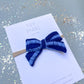 Blue Stripe Small Pinwheel Bow