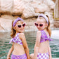 Purple & White Checkered Knotted Headband