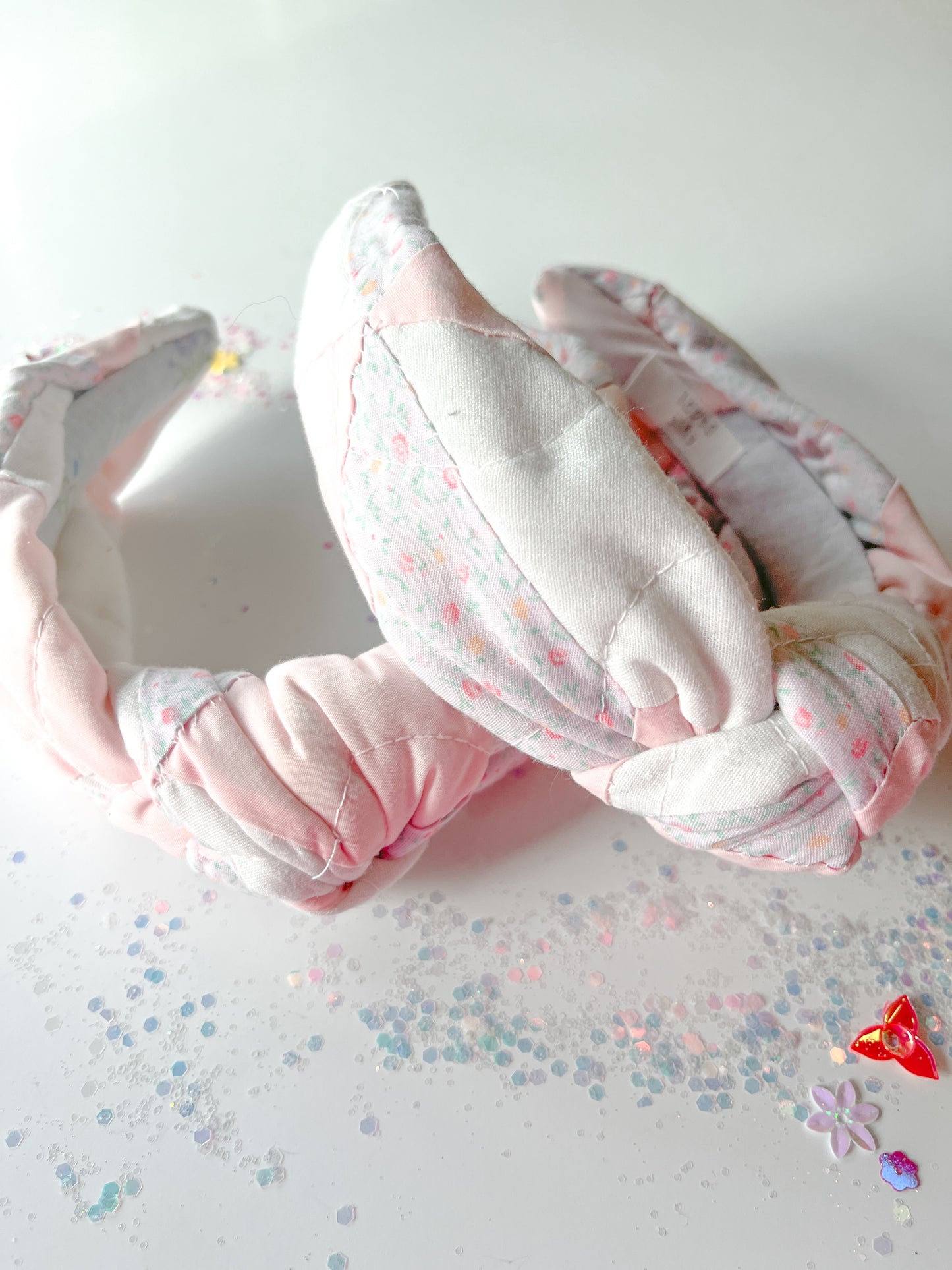 Heirloom Patchwork Pinks Quilted Knotted Headband