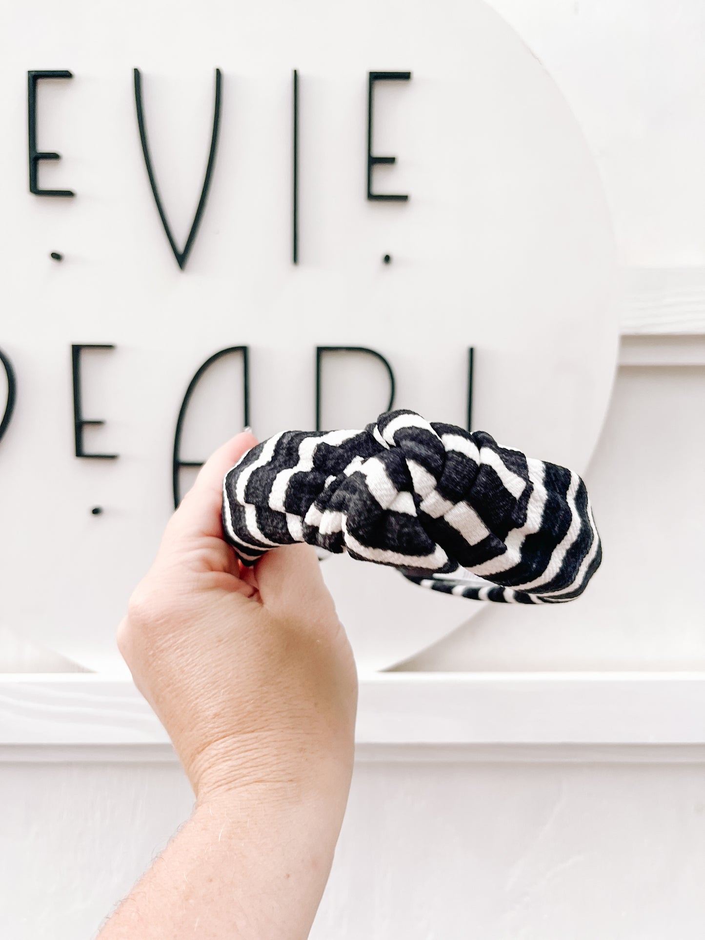 Black White Stripe Knotted Headband for Girls & Women